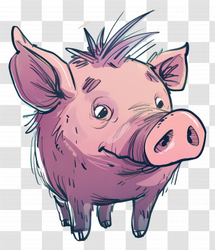 Wild Boar - Adorable Cartoon Pig In Pink Tones Transparent PNG
