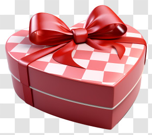 Gift Box - Heart-Shaped Gift Box With Ribbon Transparent PNG