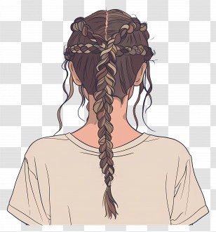 French Curl Braids - Intricate Braided Hairstyle Back View Transparent PNG