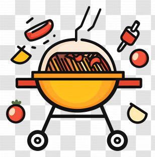 Bbq - Barbecue Grill With Food For Summer Party Transparent PNG
