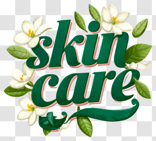 Skin Care Logo - Skincare Floral Typography Transparent PNG