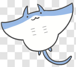 Icon - Cute Blue And White Cartoon Stingray Transparent PNG