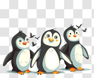 World Penguin Day - Cute Cartoon Penguins With Playful Expressions Transparent PNG