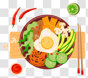 Thai Food - Bowl Of Noodles With Vegetables And Egg Transparent PNG