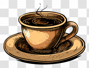 Coffee - Vintage Depiction Of A Coffee Cup On A Saucer Transparent PNG