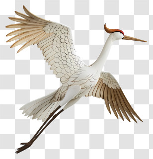 Crane - Graceful Crane Bird Illustration In Motion Transparent PNG