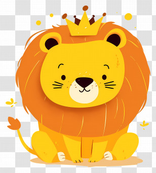 Cute Cartoon Lion - Cartoon Lion Wearing A Crown Illustration Transparent PNG