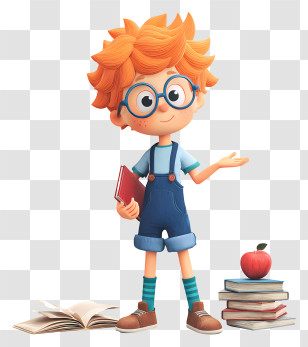 Schoolboy Ready For School - Smart Redhead Boy With Books Transparent PNG