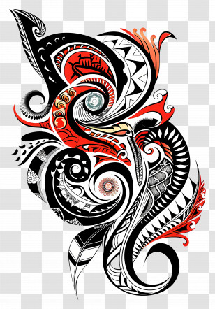 Maori Tattoo - Abstract Tribal Tattoo Art Transparent PNG