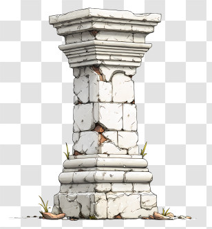 Ancient Broken Pillar - Ancient Stone Pillar Transparent PNG