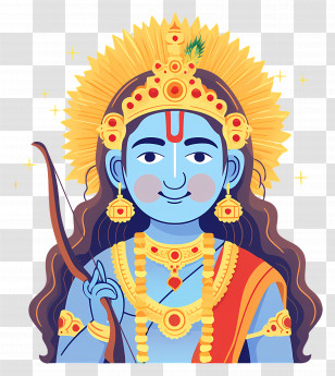 Lord Rama - Blue Deity With Crown And Bow Transparent PNG