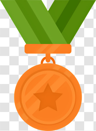 Icon - Golden Medal With Green Ribbon For Achievements Transparent PNG