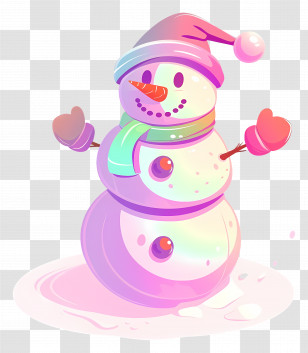 Christmas Snowman - Radiant Rainbow Snowman For Winter Festivity Transparent PNG