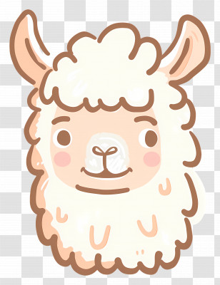 Alpaca Face - Cute Llama Cartoon Face Transparent PNG