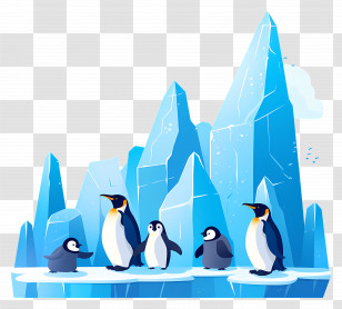 World Penguin Day - Penguins On Ice Illustration Transparent PNG