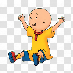 Caillou - Happy Cartoon Child Sitting And Smiling Transparent PNG