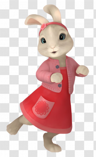 Peter Rabbit - Cute Bunny Wearing A Red Dress In Cartoon Style Transparent PNG