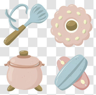 Round Cakes - Cute Kitchen Utensils Illustration Transparent PNG