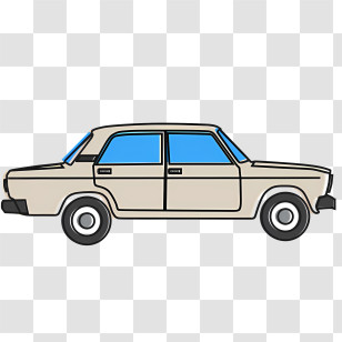 Car - Beige Car Illustration In Vintage Style Transparent PNG