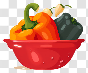 Red Peppers - Colorful Bell Peppers In Red Bowl For Kitchen Decor Transparent PNG