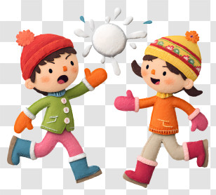 Children Playing Snowball Fight - Kids Playing With Snowball Transparent PNG