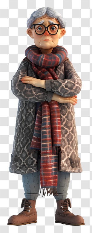 Old Woman Standing - Old Woman With Scarf And Glasses Transparent PNG