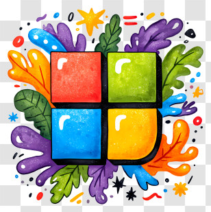Doodle Microsoft Logo - Colorful Logo With Vibrant Splash Transparent PNG