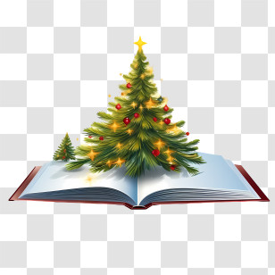 Christmas Book - Open Book With Christmas Tree Illustration Transparent PNG