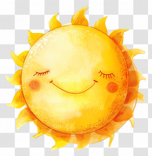 Kawaii Sun - Happy Smiling Sun Illustration Transparent PNG