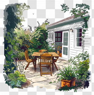 House Backyard Patio - Beautiful Garden Patio Transparent PNG