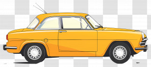 Animated Car - Yellow Vintage Car Illustration Transparent PNG