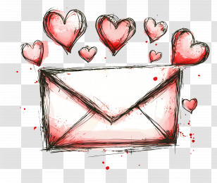 Love Mail - Love Letter With Artistic Hearts Illustration Transparent PNG