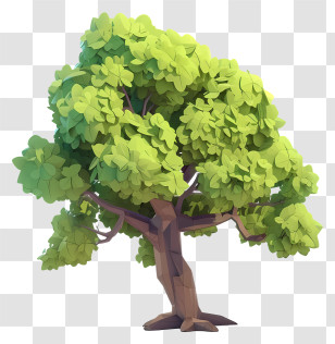 3d Oak Tree - Cartoon Tree With Green Leaves Transparent PNG