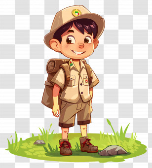 Cartoon Boy - Cartoon Boy Scout With Backpack Ready For Adventure Transparent PNG