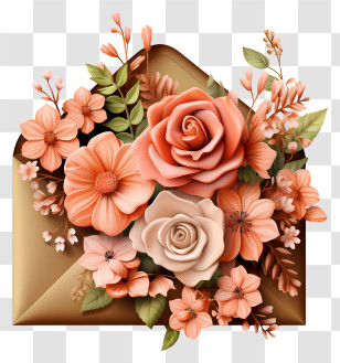Envelope - Envelope With Beautiful Floral Bouquet Transparent PNG