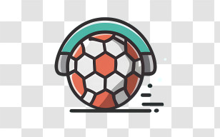 Football - Cartoon Soccer Ball With Headphones Transparent PNG