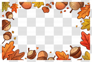 Autumn Background - Autumn Leaves And Acorns For Fall Season Transparent PNG