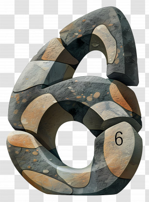Number 6 - Stone Textured Number 6 Transparent PNG
