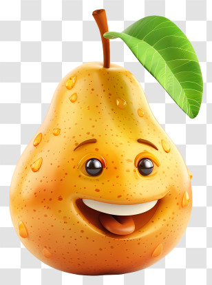 3d Cartoon Fruit - Cartoon Smiling Pear Fruit Character Transparent PNG