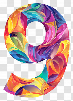 Number 9 - Vivid And Colorful Abstract Number 9 Transparent PNG