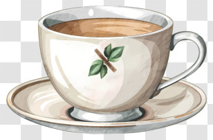 Watercolor Painting - Elegant Cup And Saucer With Tea Design Transparent PNG