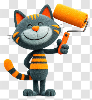 Cat Holding Paint Roller - Cat Holding A Paint Roller Transparent PNG