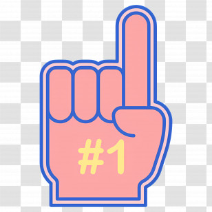 Foam Finger - Foam Hand With Number One In Pink Transparent PNG