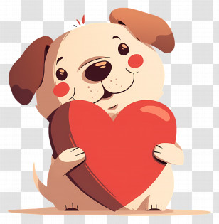 Dog Heart - Cute Puppy Holding A Heart Transparent PNG