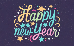 Happy New Year - Festive Happy New Year Typography Design Transparent PNG