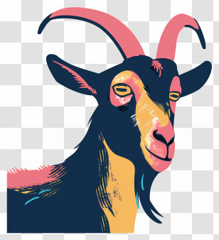 Cartoon Goat - Colorful Goat Artistic Illustration Transparent PNG