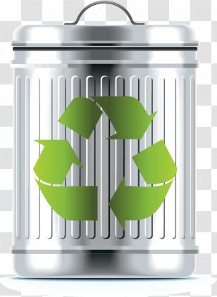 Recycling Waste - Rubbish Bins Paper Baskets - Vector Green Arrow Sign Stainless Steel Box Transparent PNG