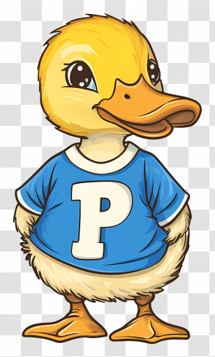 Cute Duck - Cartoon Duck Wearing A Blue Shirt Transparent PNG