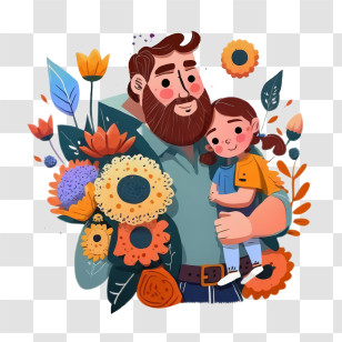 Father And Daughter
 - Father And Daughter Surrounded By Flowers Illustration Transparent PNG