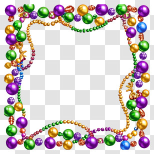 Mardi Gras Beads - Decorative Colorful Beads Frame Transparent PNG